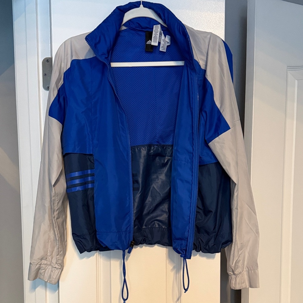Adidas Blue and Gray Women's Jacket WIND BREAKER